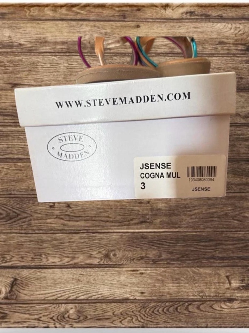 Steve Madden Multicolor Metallic Strap Sandals - Tan Footbed - Picture 2 of 4
